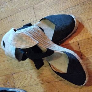 Women's black wedges, size 10